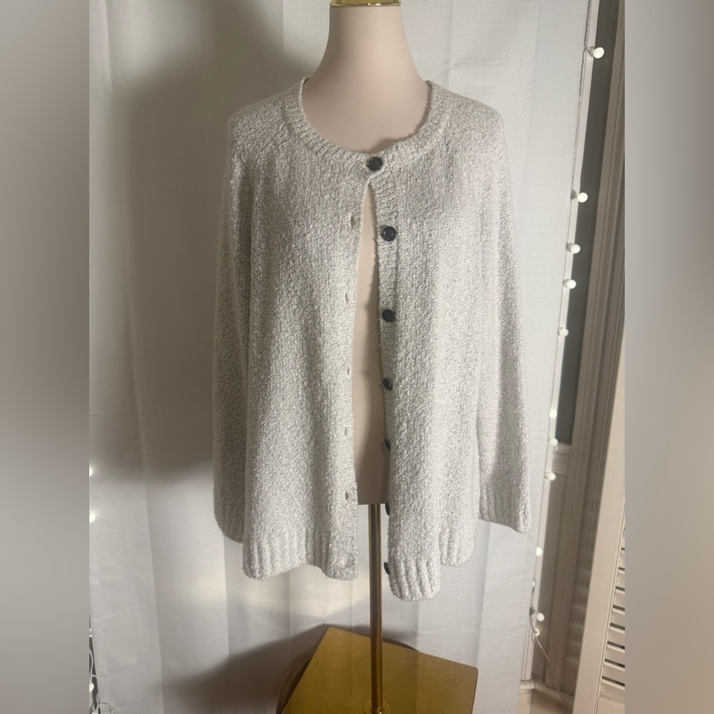 Orvis Women’s XL Button Cardigan Sweater Gray Cotton Blend Knit